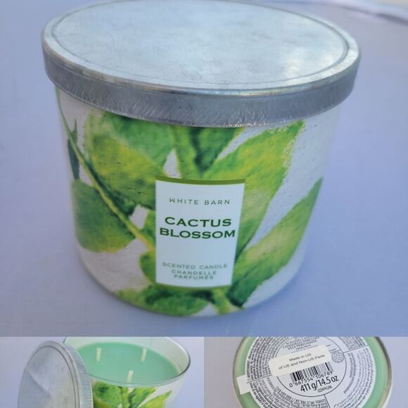 CACTUS BLOSSOM TIN STYLE LID NEW WHITE BARN CO LARGE RETIRED SCENTED CANDLE NWT - Picture 1 of 5